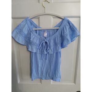 No Boundarie. Blue women's blouse size small. Cottage core fairycore Easter boho